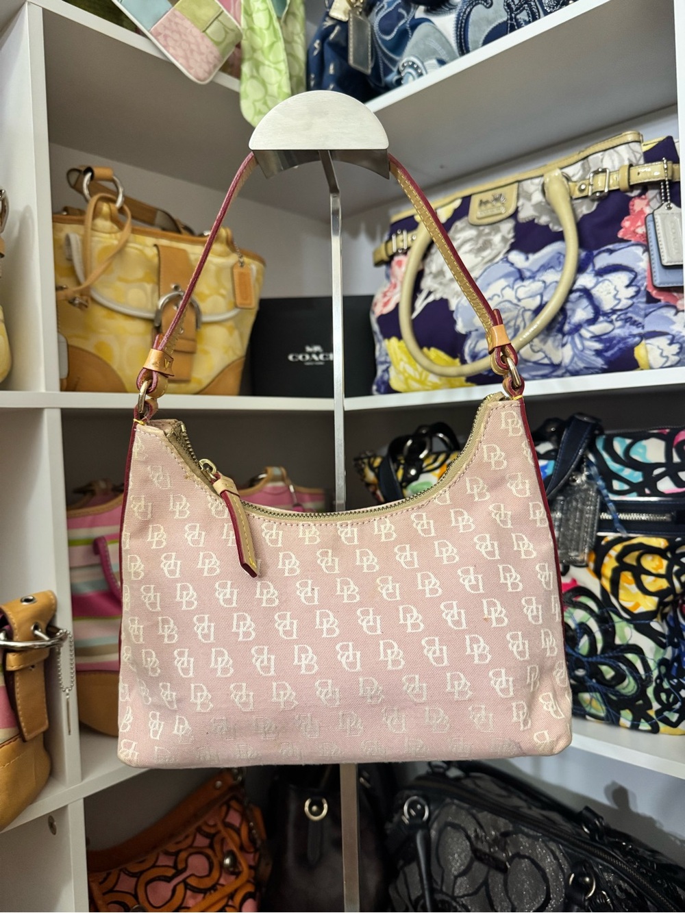 Dooney & Bourke Pink Logo Jacquard Shoulder Bag